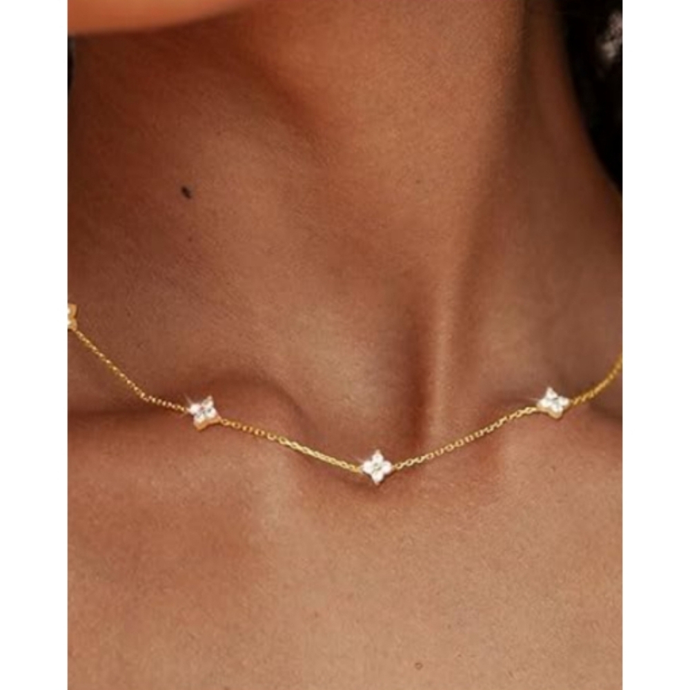 Anthropologie Dainty Lucky Four Clover Necklace
